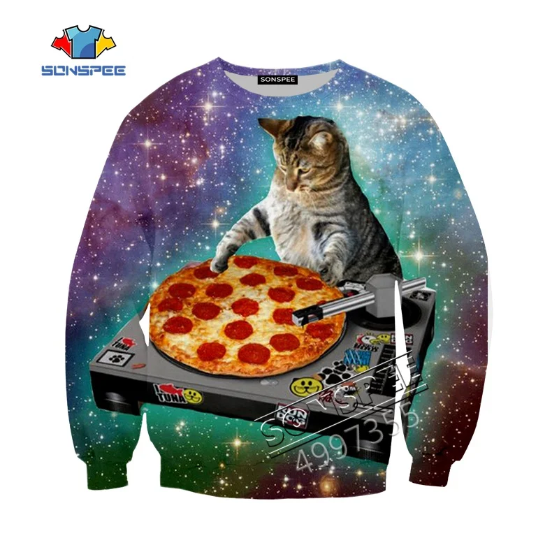 Забавные топы в стиле хип хоп с изображением кота DJ музыкального дизайна SONSPEE