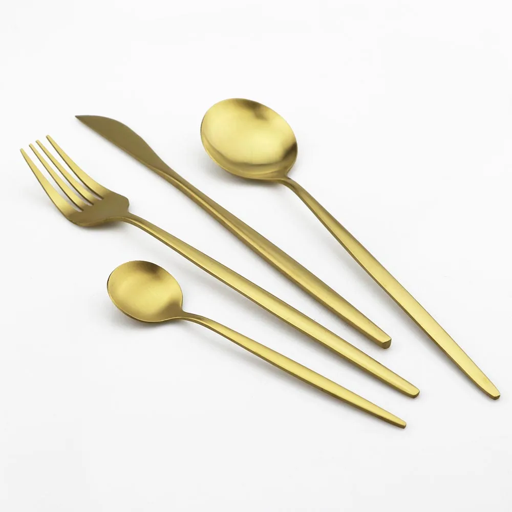Набор столовых приборов из нержавеющей стали 304 матовый золотистый 16 шт. | Дом и