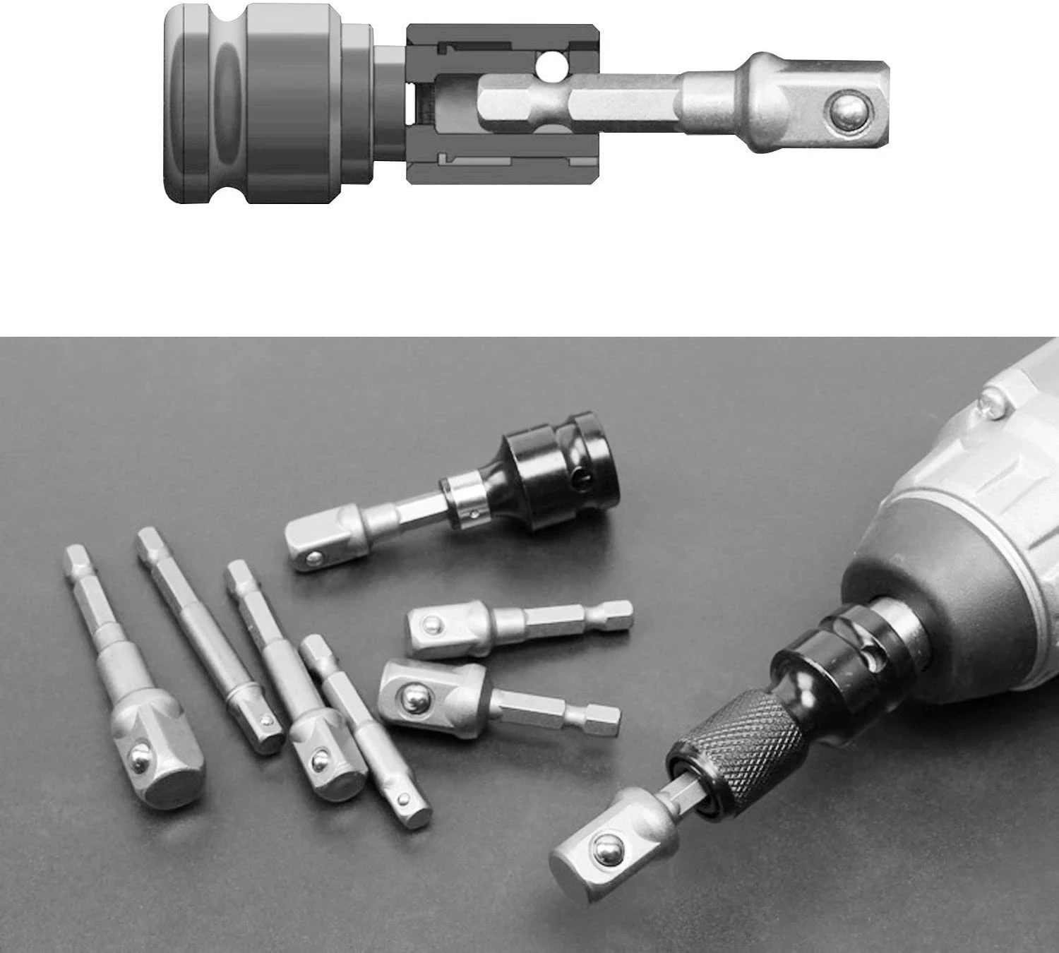 

3pcs/set Chrome Vanadium Steel Socket Adapter Hex Shank to 1/4" 3/8" 1/2" Extension Drill Bits Bar Hex Bit Set Power Tools Drops