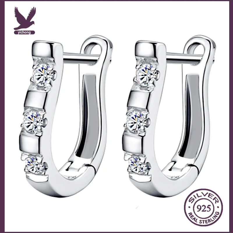 

YiChong Studs Pendientes Sterling Silver Earrings Harp Zircon Studs Horse Shoe Earrings For Women oorbellen Boucle d'oreille