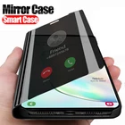 Умный зеркальный прозрачный чехол-книжка с подставкой для телефона Samsung Galaxy A3 A5 A7 J3 J5 J7 Prime 2017 J4 J6 J8 A6 A8 Plus A9 2018, чехол