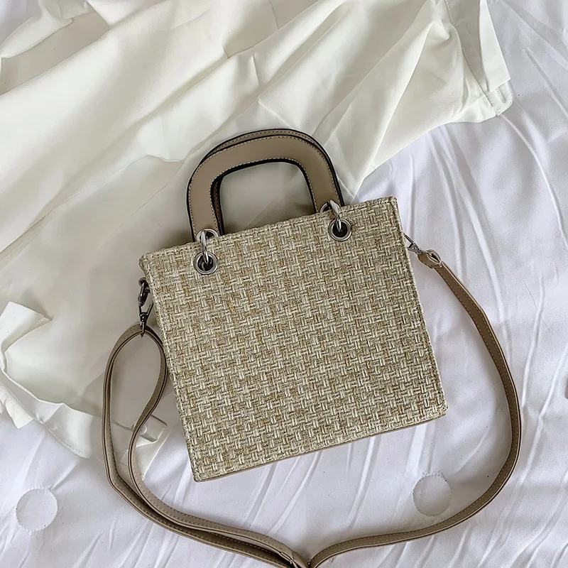 Плетеная женская сумка через плечо качественная для покупок большой вместимости