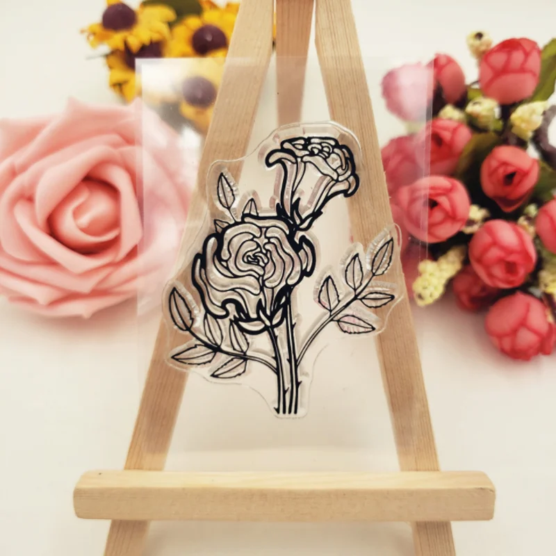 

1pc Rose Transparent Clear Silicone Stamp Seal Scrapbooking Stencil Coloring Diary Accessories Decorative Office School Supplies