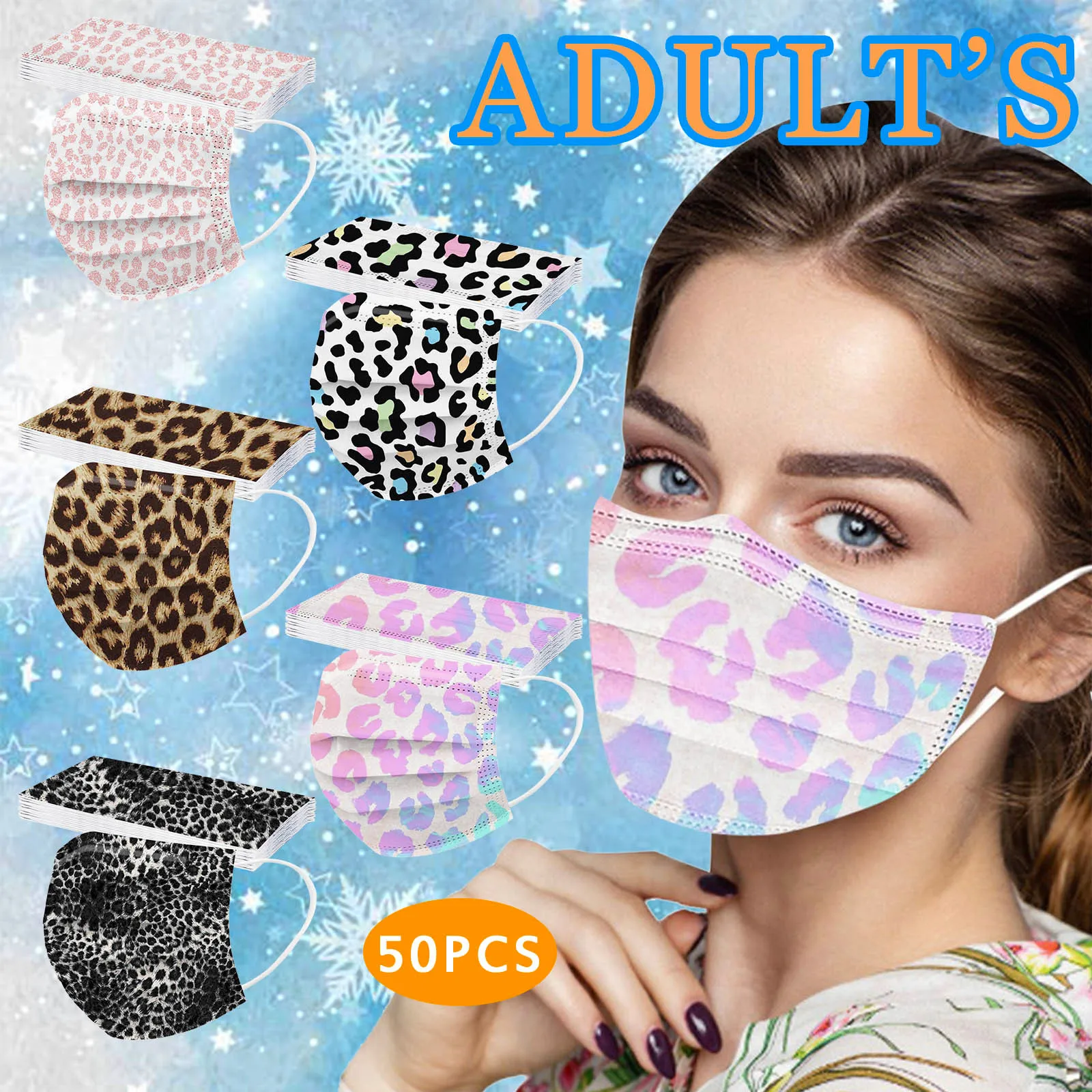 

Adult Sexy Disposable Adult Mouth Masks Anti-Wind Fabric Dirt Unisex 3 Layer Face Masks Of Leopard Printing Face Cover Masque