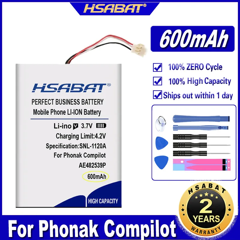 HSABAT AE482539P 600mAh аккумулятор для Phonak 3-проводные аккумуляторы | Мобильные телефоны и