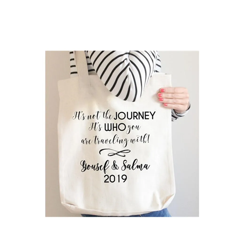 

Personalized It's not the journey,Name and date It's who you are traveling with Tote bag tote,cutom Wedding gift for couple