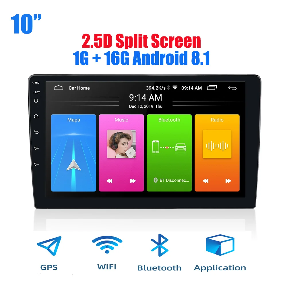 10 inch (New) 2 din android 2.5D автомобильное радио Android 8,1 универсальный автомобильный Радио плеер gps навигация wifi Bluetooth MP5 плеер Разделенный экран 1+ 16 - Цвет: 10 inch (New)