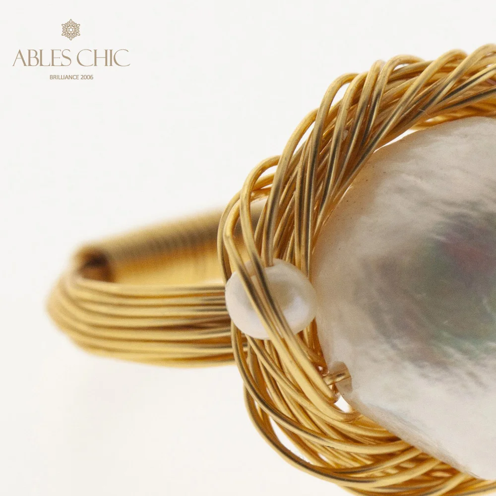 Винтажные кольца ручной работы в стиле барокко 14K золотого оттенка обмотанная