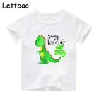 Динозавр на день рождения уличная модная футболка оптовая продажа детской одежды на каждый день унисекс с изображением персонажей мультфильма, унисекс, для детей, футболка с принтом в виде футболки От 3 до 14 лет