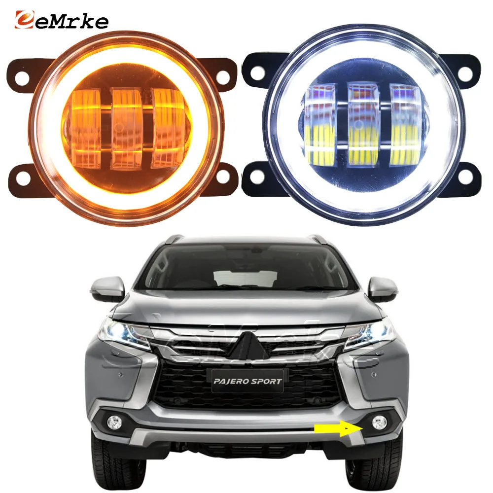 Led Angel Eyes for Mitsubishi Pajero Sport 2 Montero Sport II Challenger 2008-2019 Fog Lights Assembly w/ Lens Signal Lights DRL