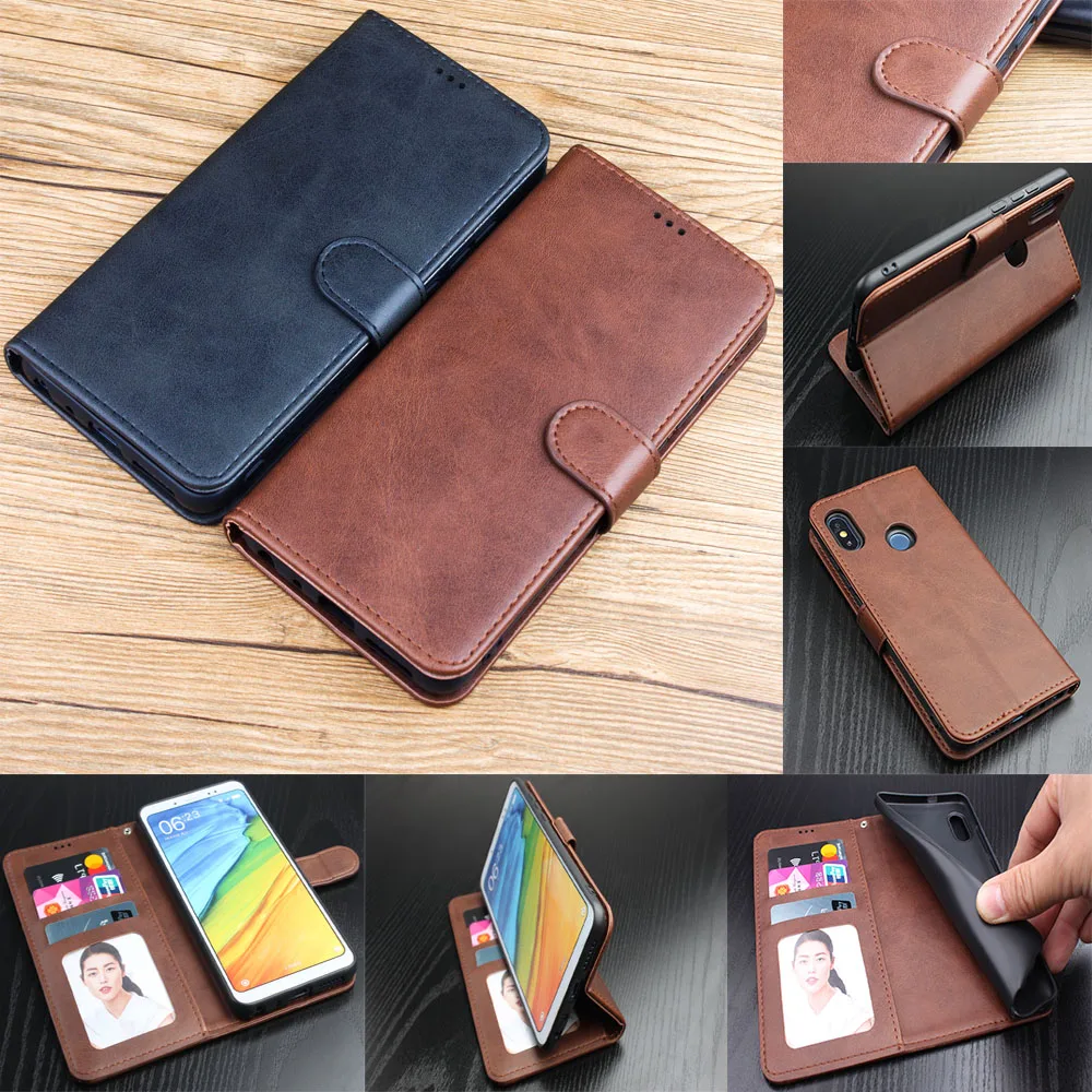 Роскошный тонкий кожаный чехол книжка в стиле ретро для XiaoMI RedMi Note 7 8 8T Pro кошелек с