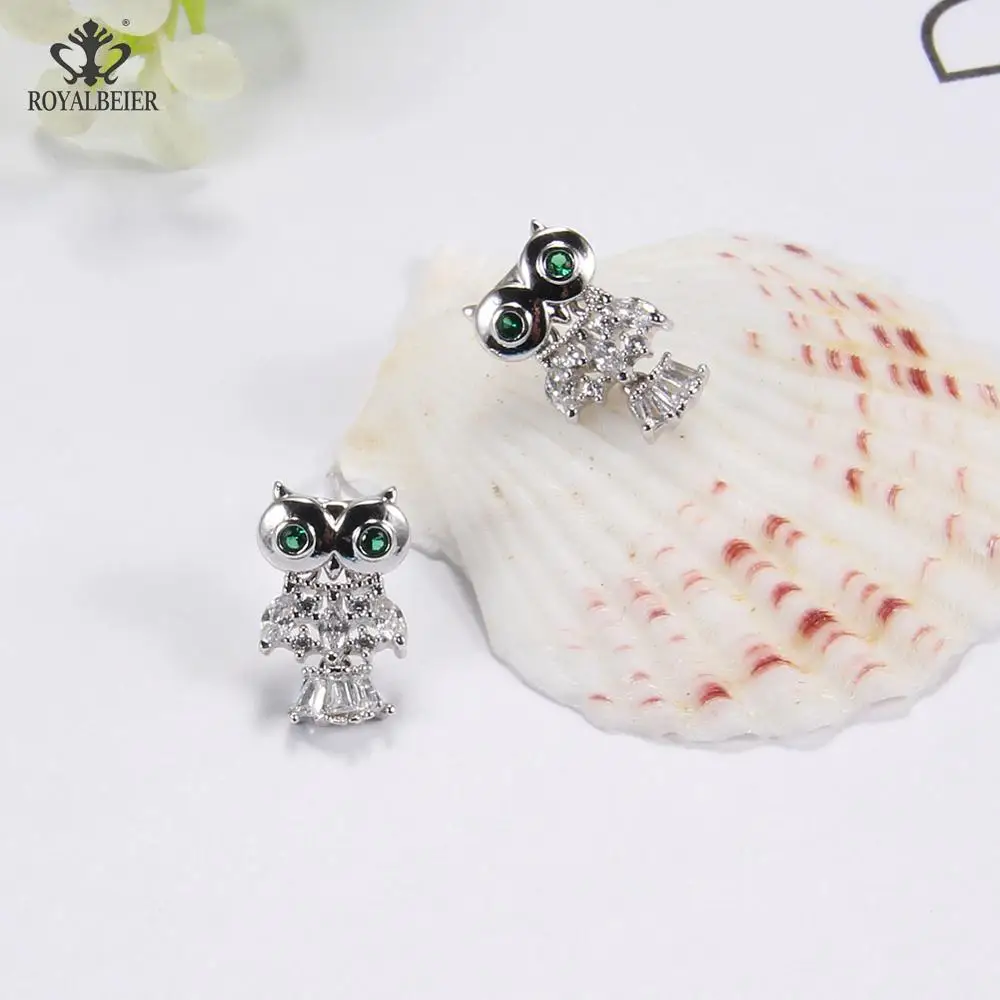 Серьги с совой и стразами в европейском американском стиле Женские аксессуары