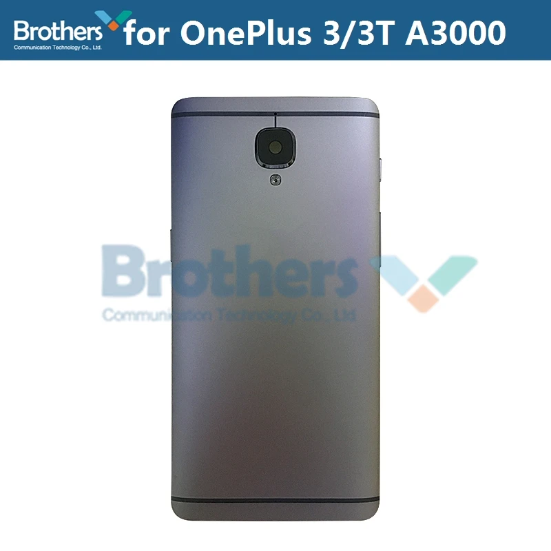 Grey with Logo Задняя крышка для Oneplus 3 3T A3000 корпус батареи с камерой стеклянный объектив Вибрационный гибкий кабель для Oneplus3 3T A3010 батарейный отсек - Цвет: Grey with Logo