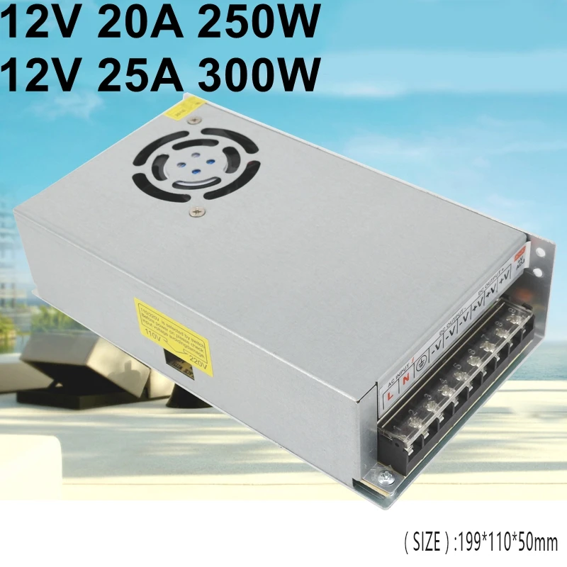 Светильник ing Transformers DC 12V адаптер питания 20A 250W 25A 300W Светодиодный драйвер AC