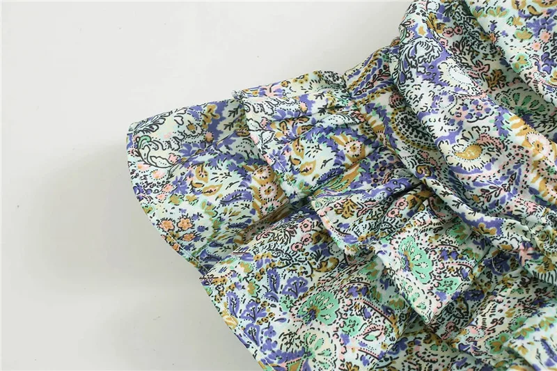 

Women Chic Fashion With Ruffled Pleated Printed Mini Skirts Vintage High Waist Back Zipper Female Skirts Mujer