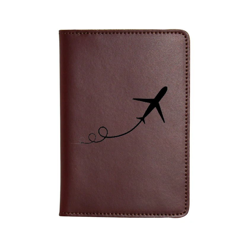 Кожаный чехол для паспорта с гравировкой самолета дорожный кошелек кредитный