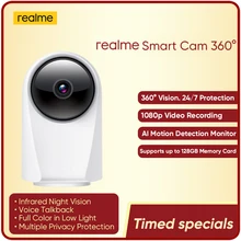 realme Smart Camera Wifi 360° 1080p Video Recording AI Motion Detection Monitor 360° Vision Supports up to 128GB Memory Card