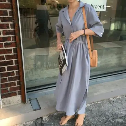 Для женщин летние Однобортный повязки длинная рубашка платье женское облегающее