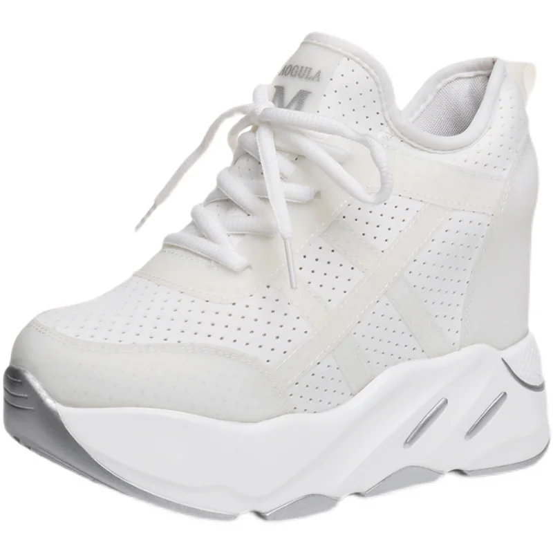 Женские повседневные туфли на шнуровке черные или белые высоком каблуке 11 см со