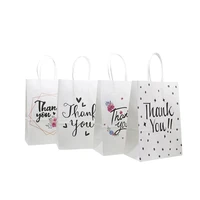 10pcspack white kraft paper gift bag with thank you food safe bags birthday thanksgiving wedding gift bags packing for guests