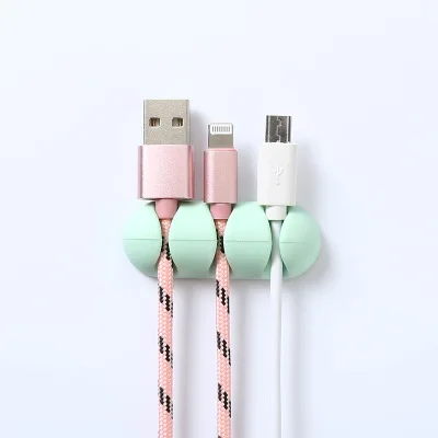 2Pcs/set Office Desk Cable Organizer Adhesive Silicone Wire Lead USB Charger Cord Winder Home Table Storage Holder Accessory |