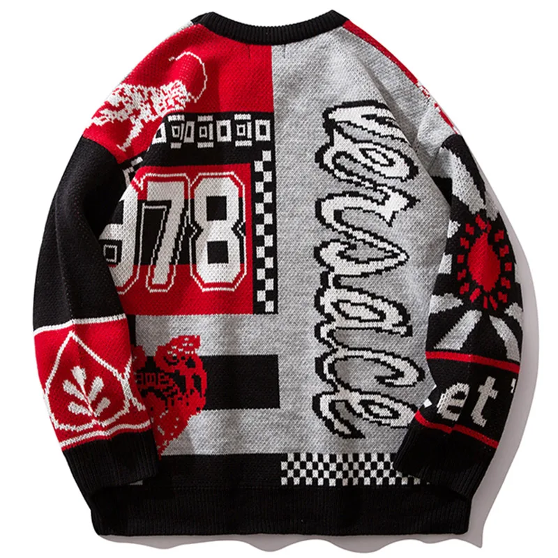 Мужской свитер с буквенным принтом цветной пуловер модные мужские свитера в