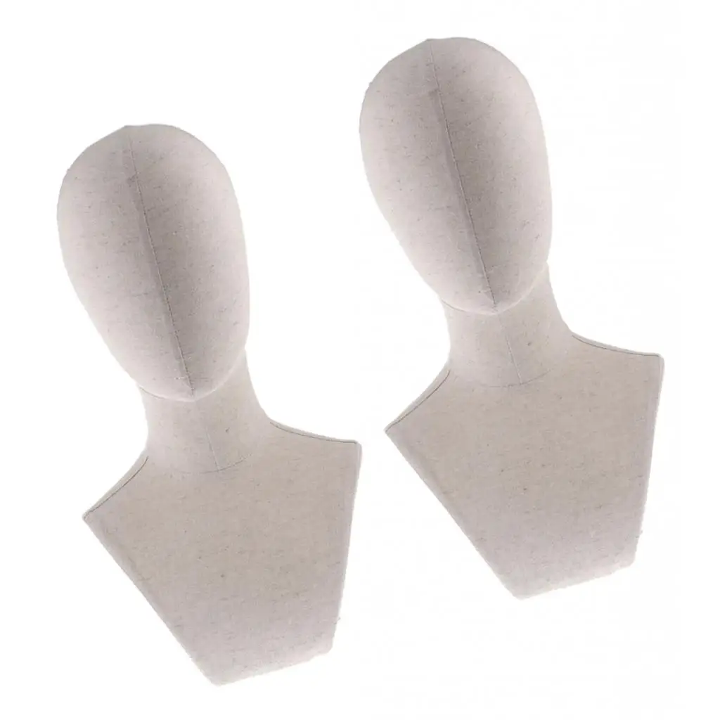 2PCS 21inch Canvas Block Head for Wig Display Making Wigs and Styling Mannequin Head for Jewelry Glasses Hairpieces Display