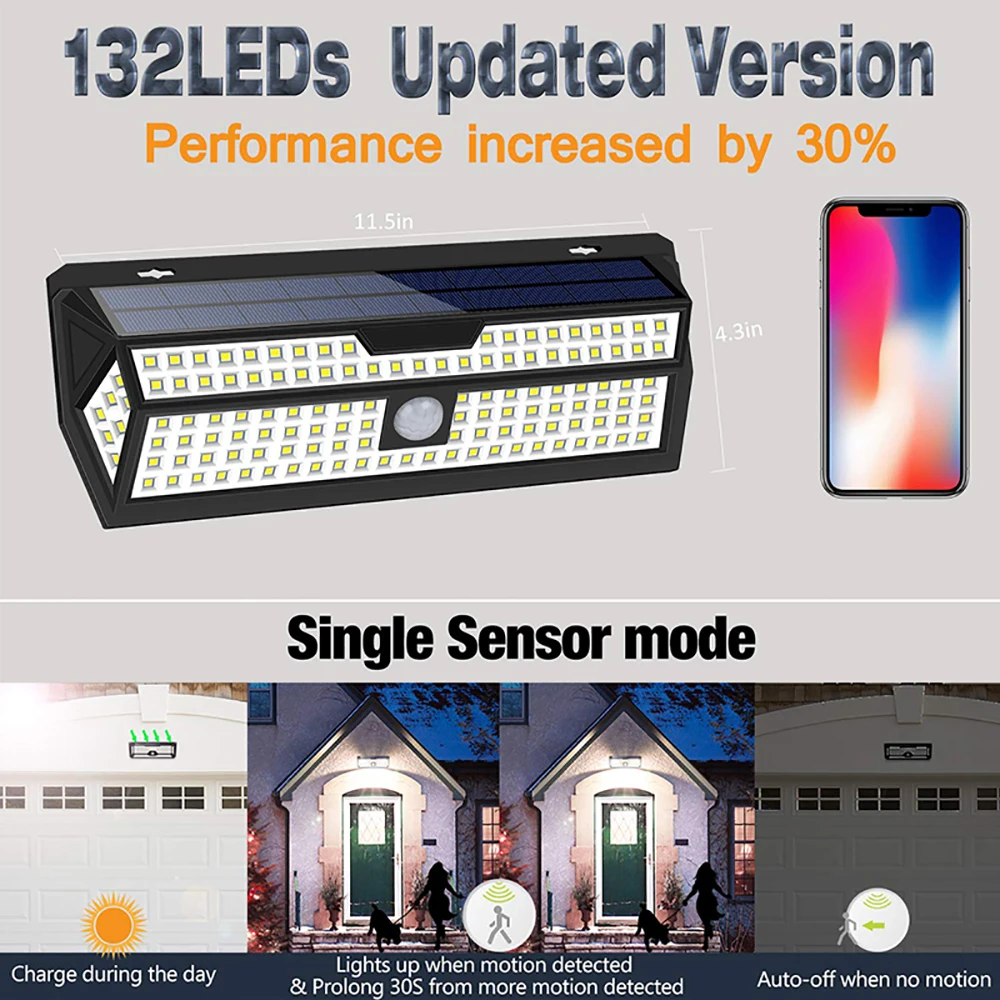 Светодиодный садовый светильник Mpow на солнечной батарее 132 лм с пассивным ИК