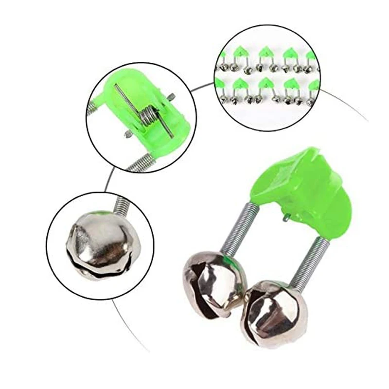 5PCS Fishing Rod Alarm Dual Alert Bells Ring Bite Accessory on Green Red | Спорт и развлечения