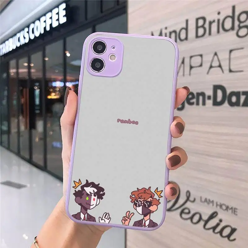 

quackity fanart cartoon image Phone Cases Matte transparent For Purple iPhone 12 Mini 11 Pro XR XS Max 7 8 Plus X Back Cover