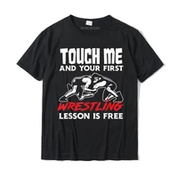 touch me first wrestling lesson funny wrestler wrestling t shirt camisas popular boy tshirts design tops tees cotton custom