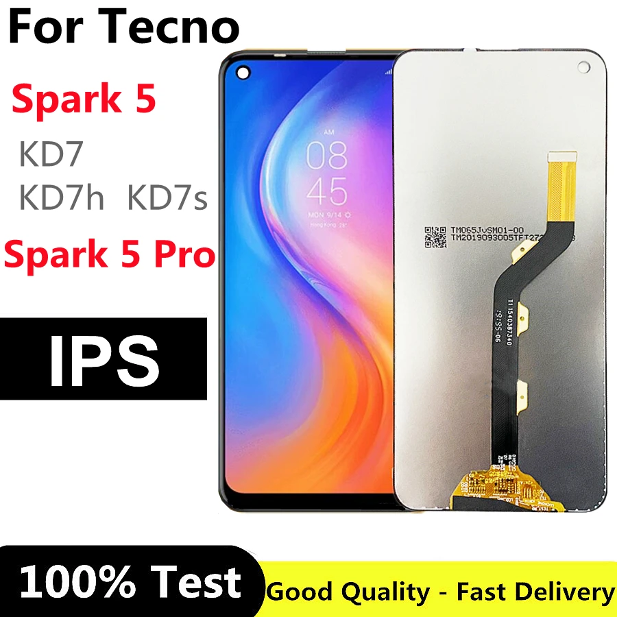 

6.6" IPS For Tecno Spark 5 Pro LCD KD7 KD7h KD7s Spark5 LCD Display Touch Screen Digitizer Assembly Complete For Tecno Spark 5
