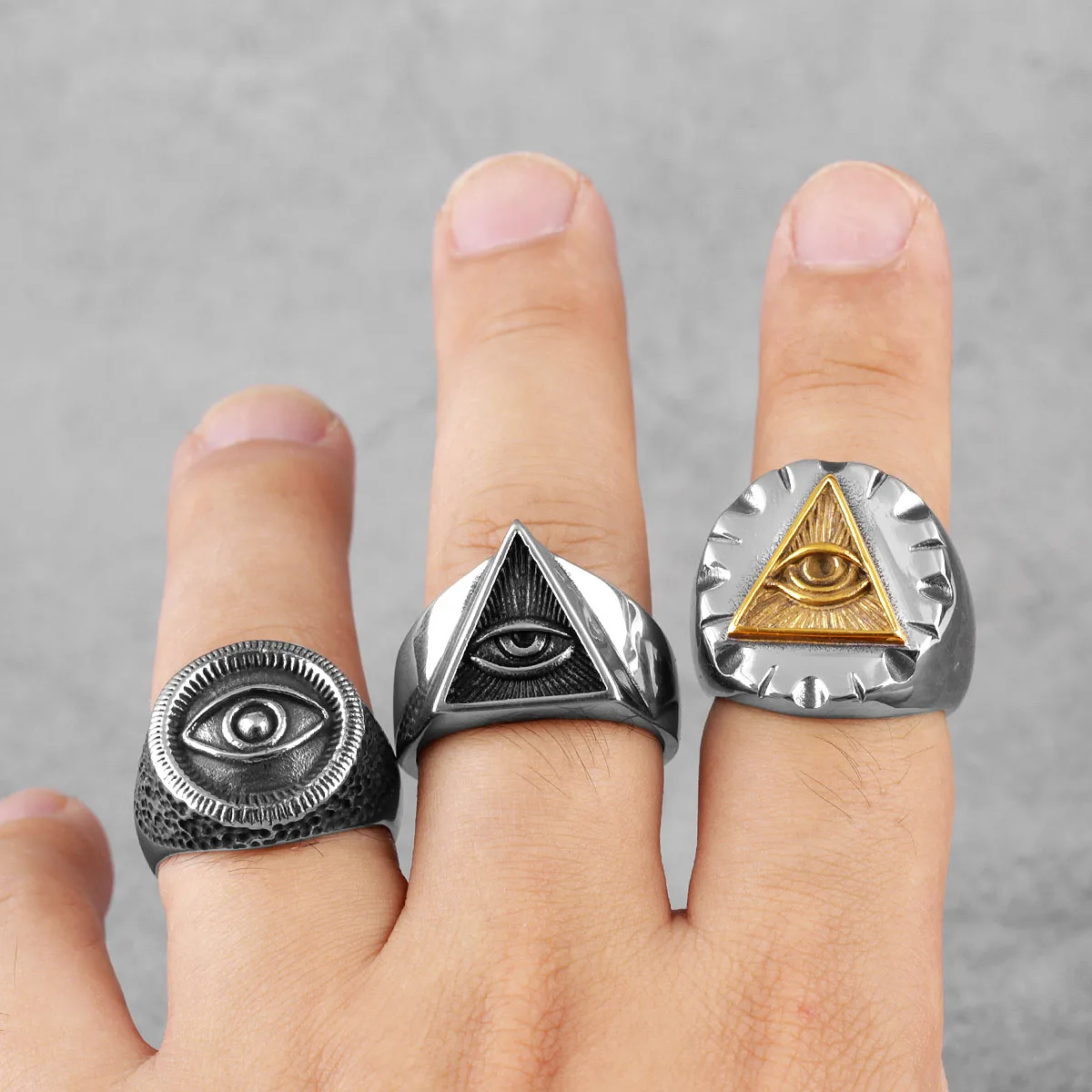 Мужские кольца из нержавеющей стали Freemason Illuminati треугольные масонские панк для