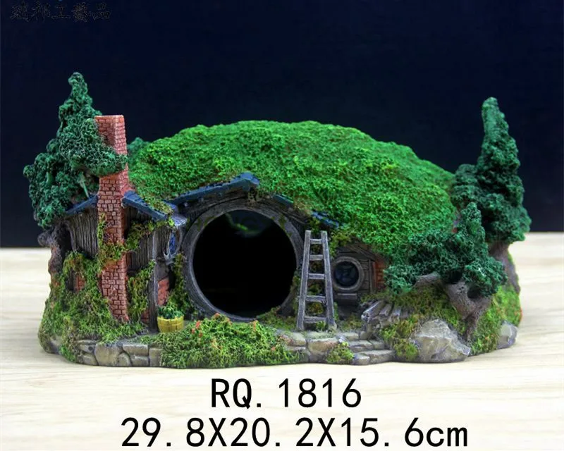 Hobbit house Аквариум Ландшафтный креативный замок декор для аквариума украшения Хоббит дом Dodge Chalet водный Пейзаж rockery - Цвет: Hobbit house