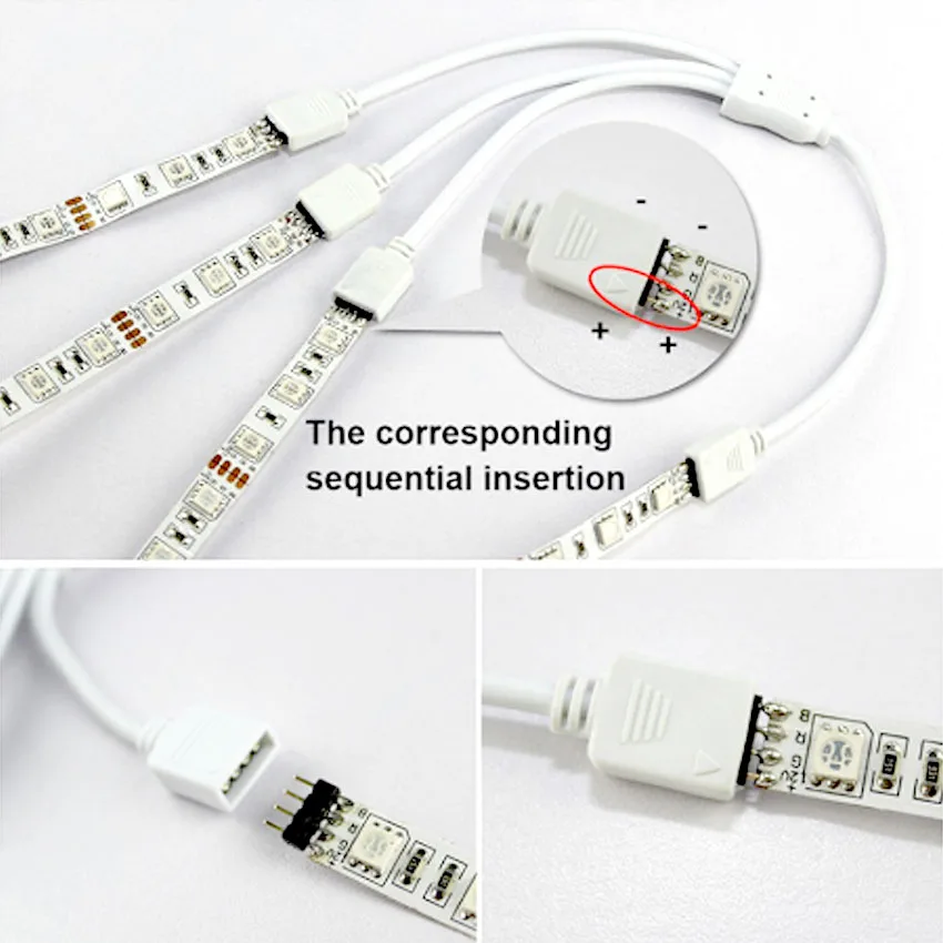 

4 Pin RGB Connector Cable 1 to 2 3 4 Ports LED extension Splitter Cable wire For RGB LED Strip with 4 Pin Plugs