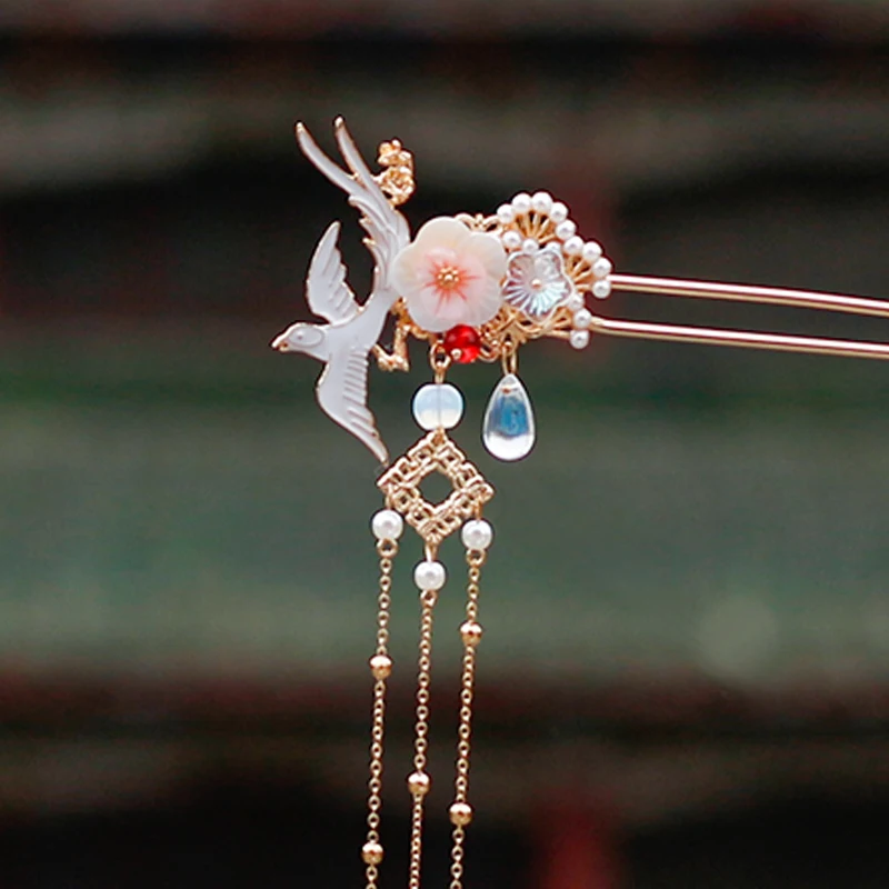 Женские китайские аксессуары для волос волшебная Цветочная птица луна длинные