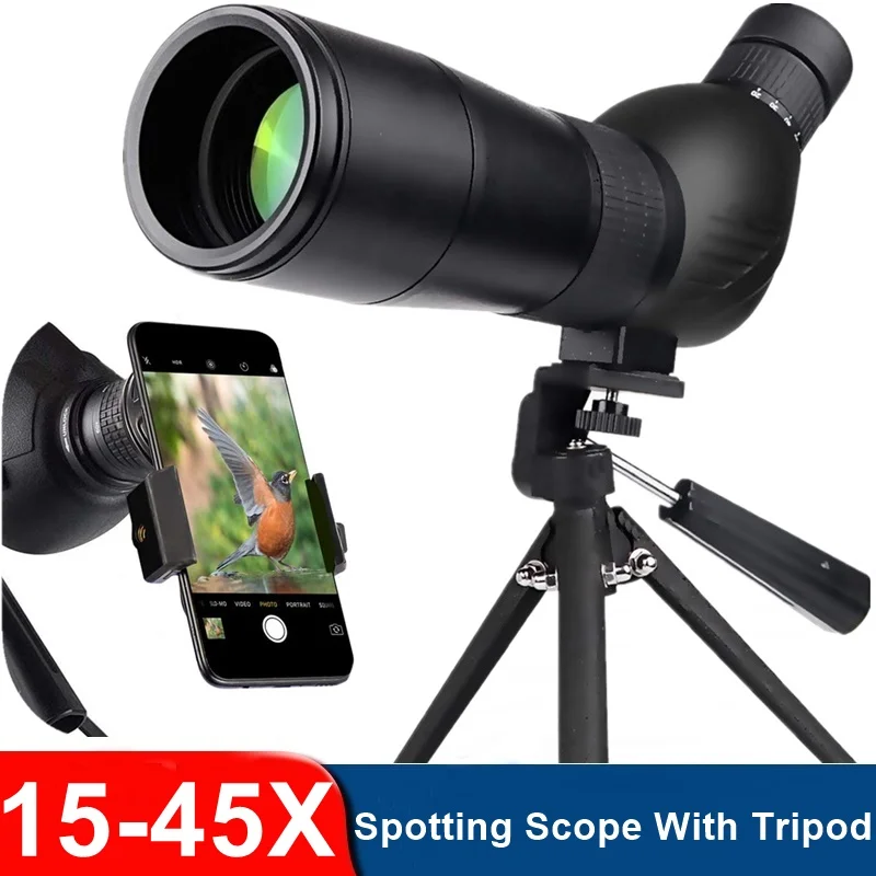 

15-45X HD Spotting Scope Phone Camera Lens Zoom Telephoto Monocular Telescope With Tripod For Iphone Samsung Lente Para Celular