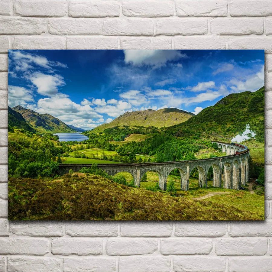 

glenfinnan viaduct summer highland bridge nature scenery fabric posters on wall picture home art living room decoration KN229