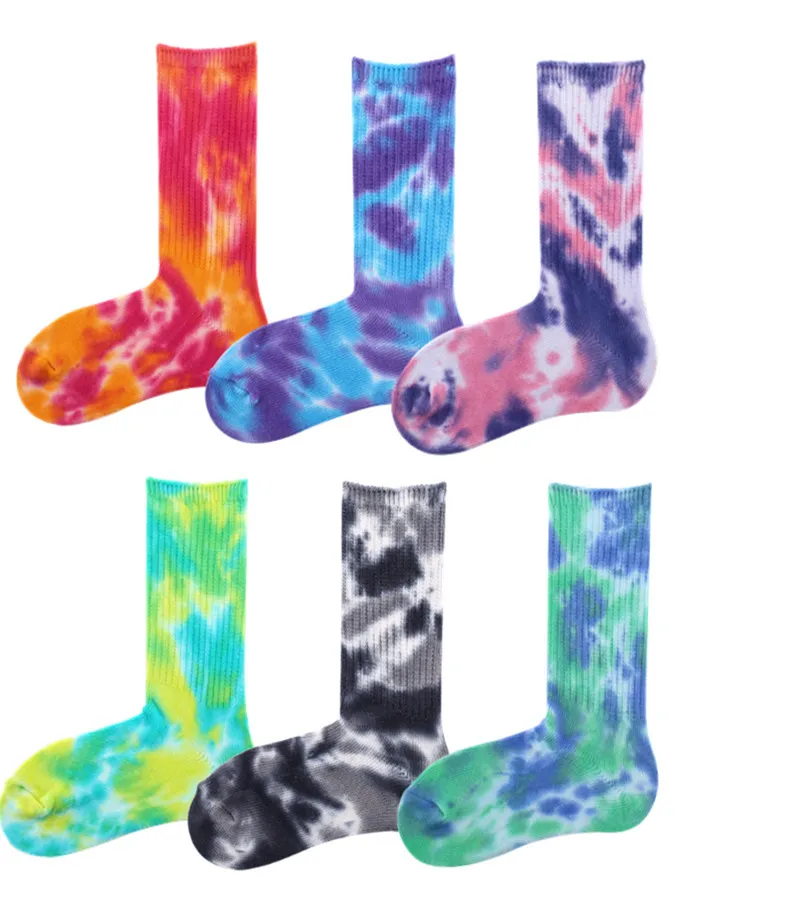 

3Pairs /Lot tie-dye colorful Socks coconut tree Spring white black Sock With Avocado Sushi Food Cotton Fashion Harajuku Socks