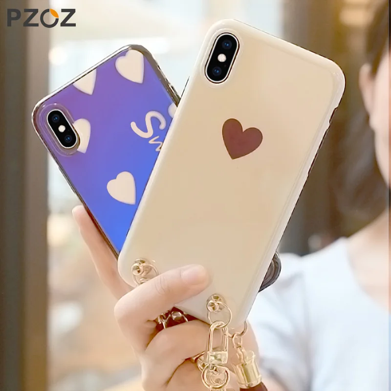 PZOZ Phone Case lanyard Strap For iPhone X XS MAX XR Shockproof Protection Case Anti-loss DIY Hang Wave Rope Fashion Neck Strap