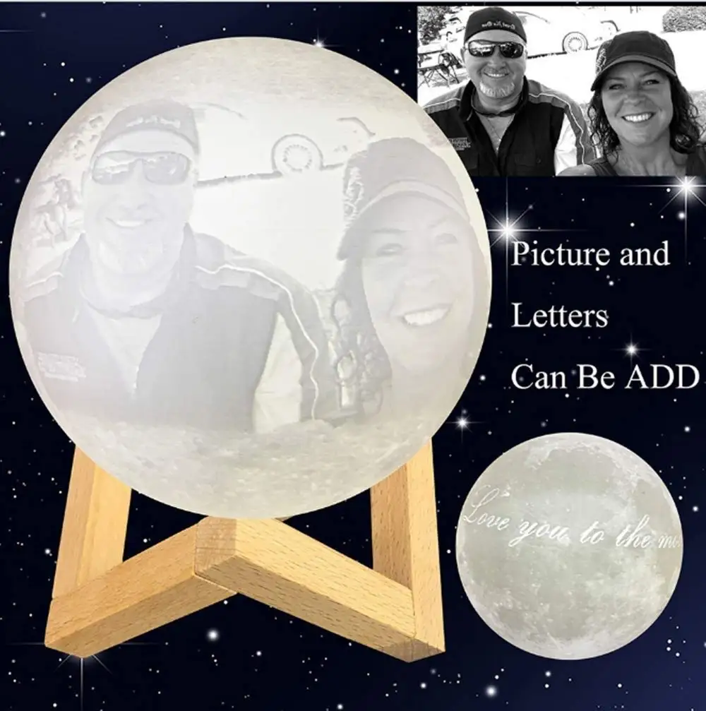 Сделанный на заказ светильник Луны (фото текст узор) 3D печать светящийся