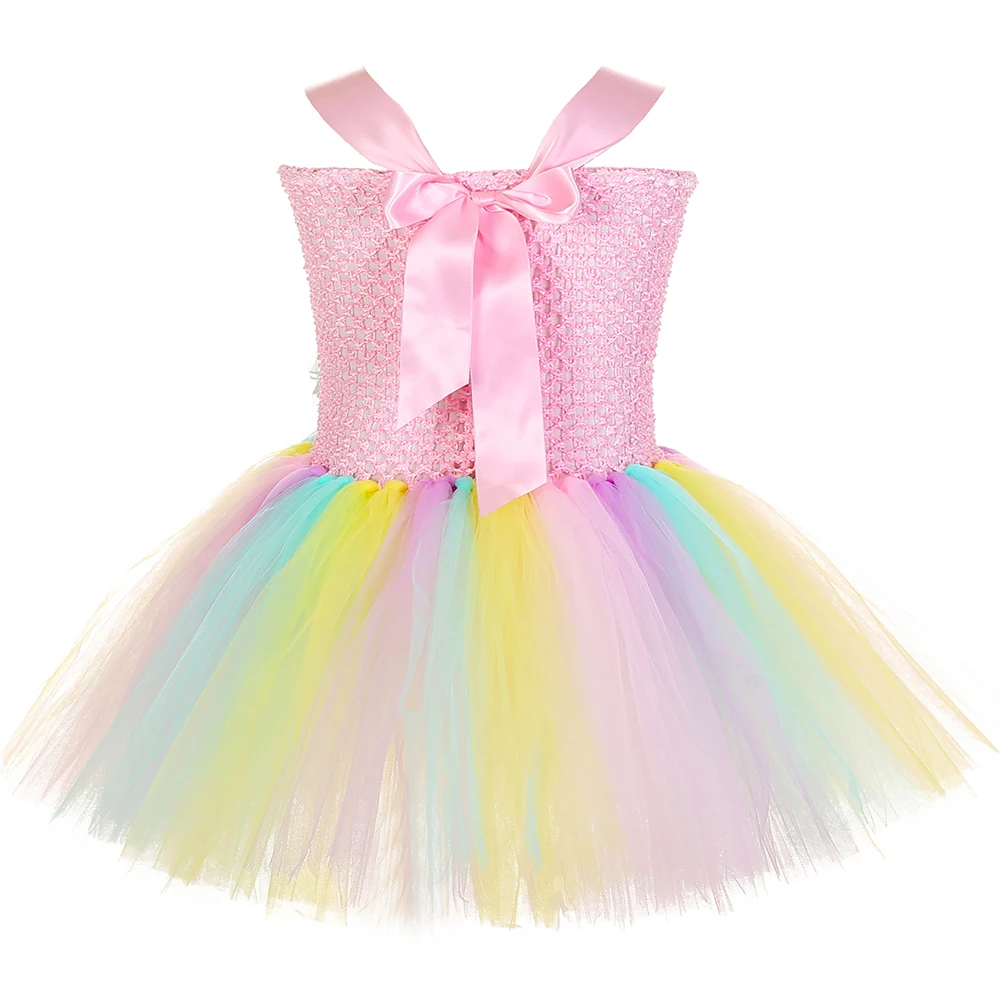 Платье-пачка детское на Хэллоуин с Пастельными цветами троллями маками |