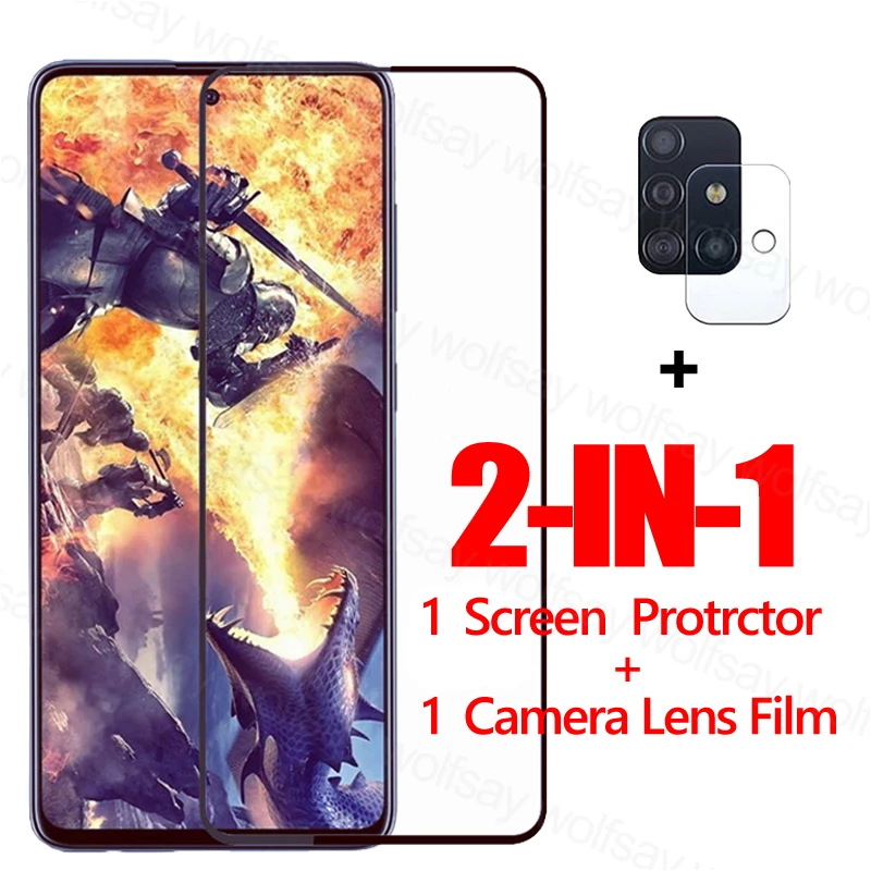 Закаленное стекло с полным клеем для Samsung Galaxy A42 M51 A21S M31S A41 A31 A51 S20 FE Защитная пленка