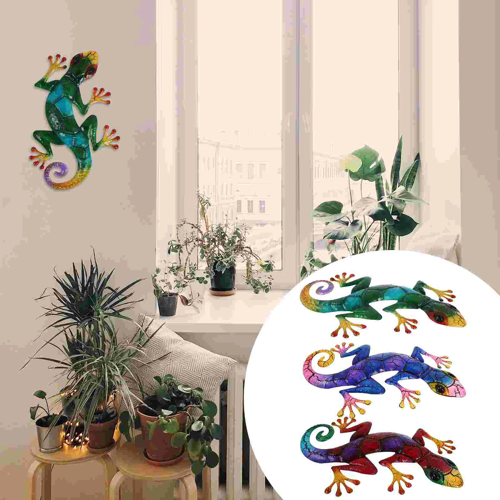 

3Pcs Wall Art Geckos Decoration Lizard Wall Sculpture Chic Garden Decoration