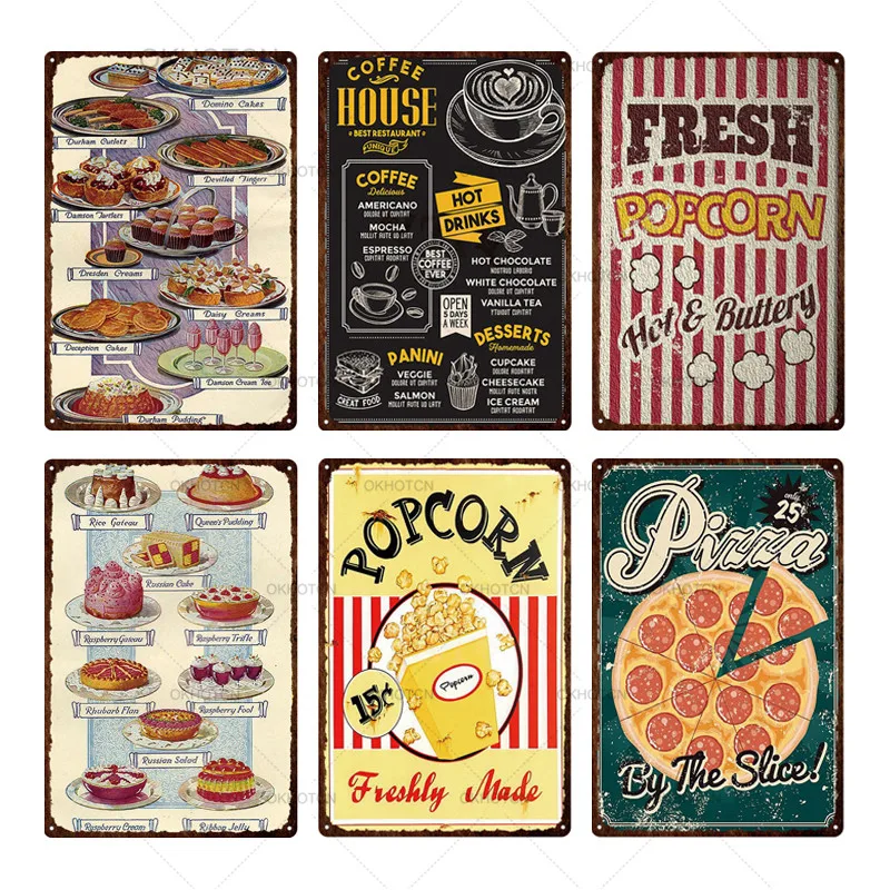 Винтажные жестяные Плакаты для фаст-фуда художественные кофе пива гамбургеров