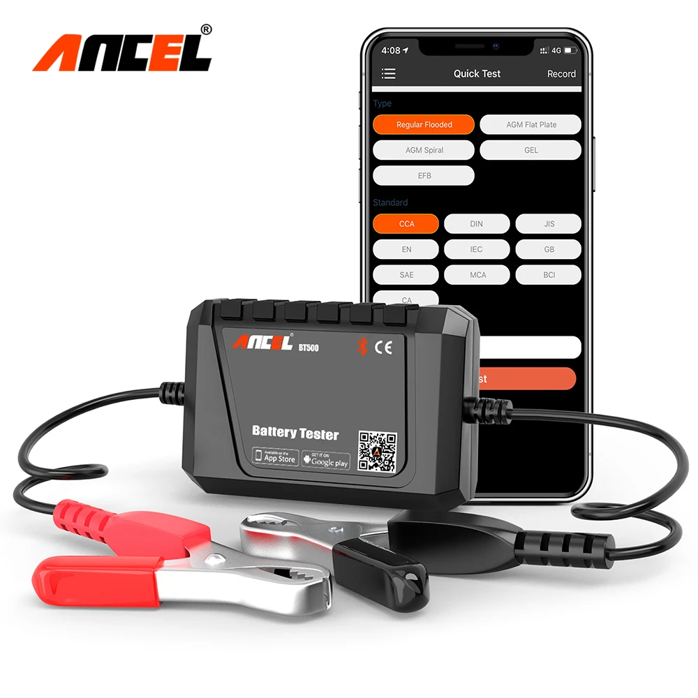 ANCEL BT500 для системы Android IOS тестер автомобильного аккумулятора 12 в