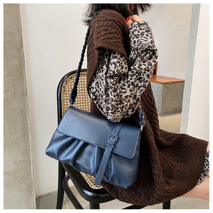 

New Arrival Elegant Pu Leather Women's Shoulder Messenger Bags Braided Shoulder Strap Crossbody Bags Retro Totes Handbags Purse