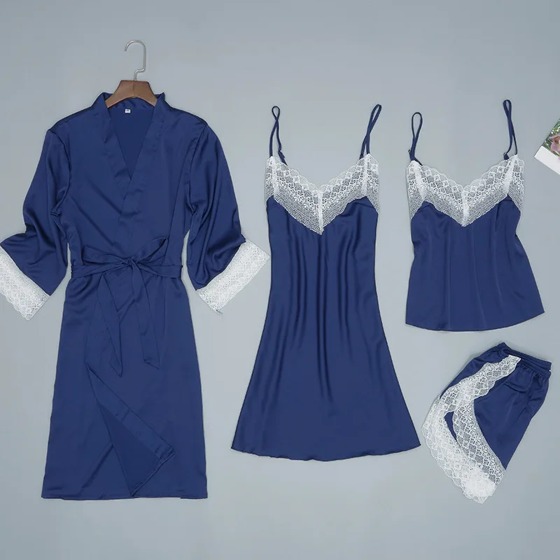 Женский костюм из 4 предметов топ на бретельках и штаны пижамные комплекты