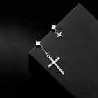 WANTME 925 стерлингового серебра уникальный блестящие циркониевые с изображением крестообразной звезды, серьги-гвоздики для женщин в стиле панк вечерние пирсинг украшения Pendiente подарок
