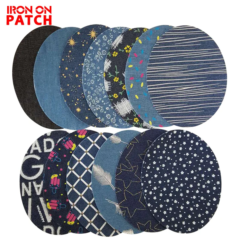 

Solid Denim Fabric Stickers Patches Hot Melt Iron On Plaster Cowboy Elbow Denim Patches For Jeans Clothes Embroidery Patch
